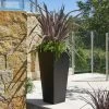 H90cm Zinc Galvanised Black Flared Square Planter - By Primrose™