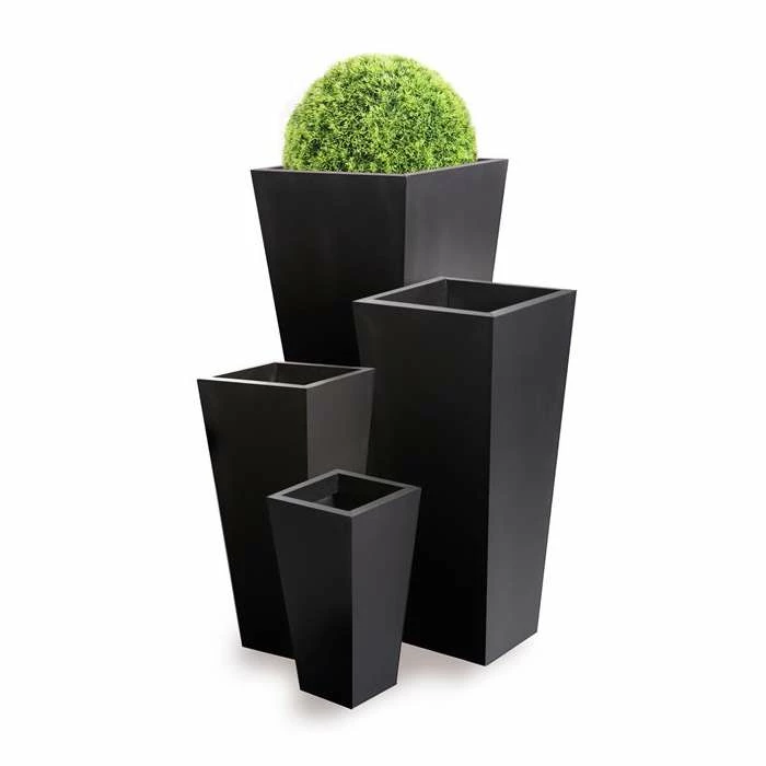 H70cm Zinc Galvanised Black Flared Square Planter - By Primrose™ - Image 2