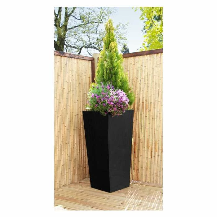 H70cm Zinc Galvanised Black Flared Square Planter - By Primrose™ - Image 3
