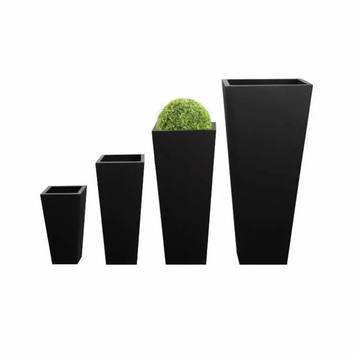 H70cm Zinc Galvanised Black Flared Square Planter - By Primrose™