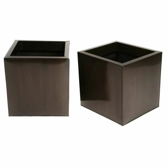50cm Zinc Galvanised Mocha Brown Cube Planter - By Primrose™ - Image 4
