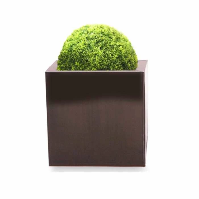 50cm Zinc Galvanised Mocha Brown Cube Planter - By Primrose™