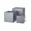 H54cm Medium Cube Fibreglass/Resin Planters - Aluminium