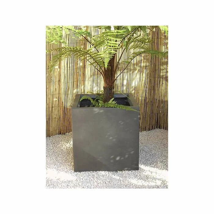 Fibreglass cube planter – Silver, Graphite and other colours - H40cm x W40cm - Silver