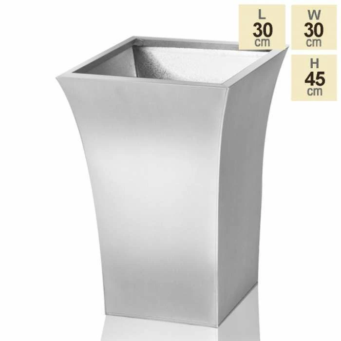 H42.5cm Zinc Galvanised Silver Flared Square Planter -By Primrose™ - Image 5