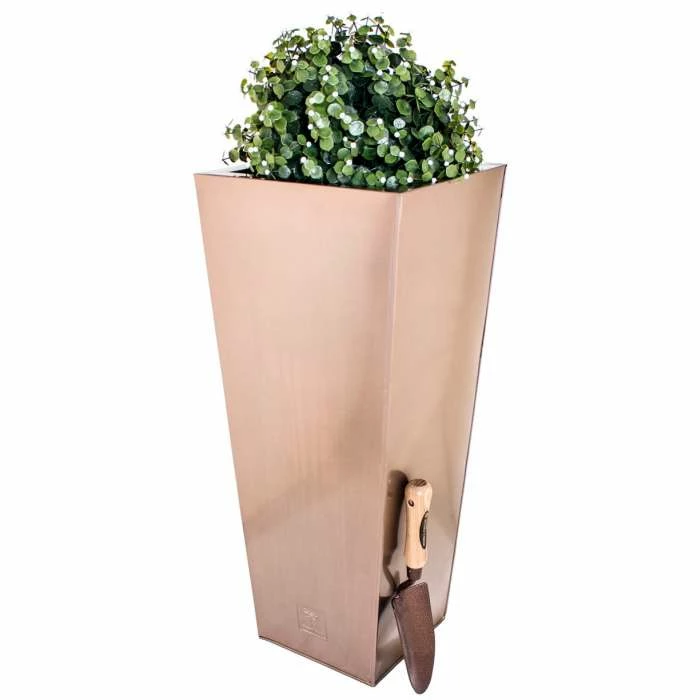 H70cm Zinc Galvanised Flared Square Planter in a Copper Finish by Primrose™ - Image 3