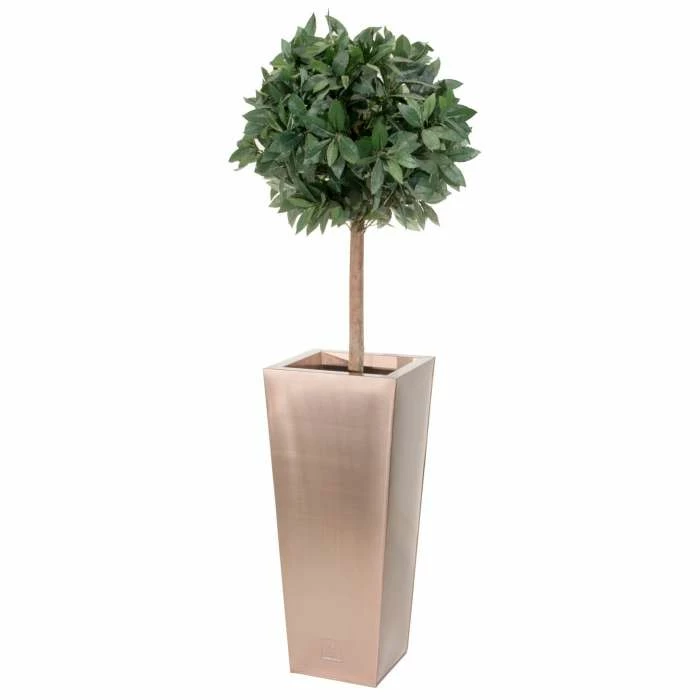 H70cm Zinc Galvanised Flared Square Planter in a Copper Finish by Primrose™ - Image 4