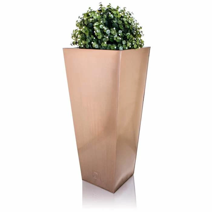 H70cm Zinc Galvanised Flared Square Planter in a Copper Finish by Primrose™ - Image 5