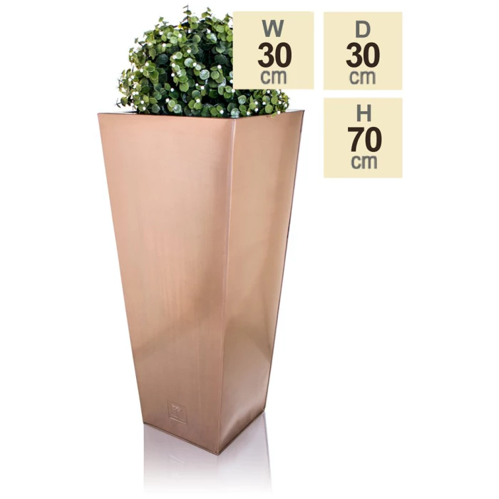 H70cm Zinc Galvanised Flared Square Planter in a Copper Finish by Primrose™ - Image 7