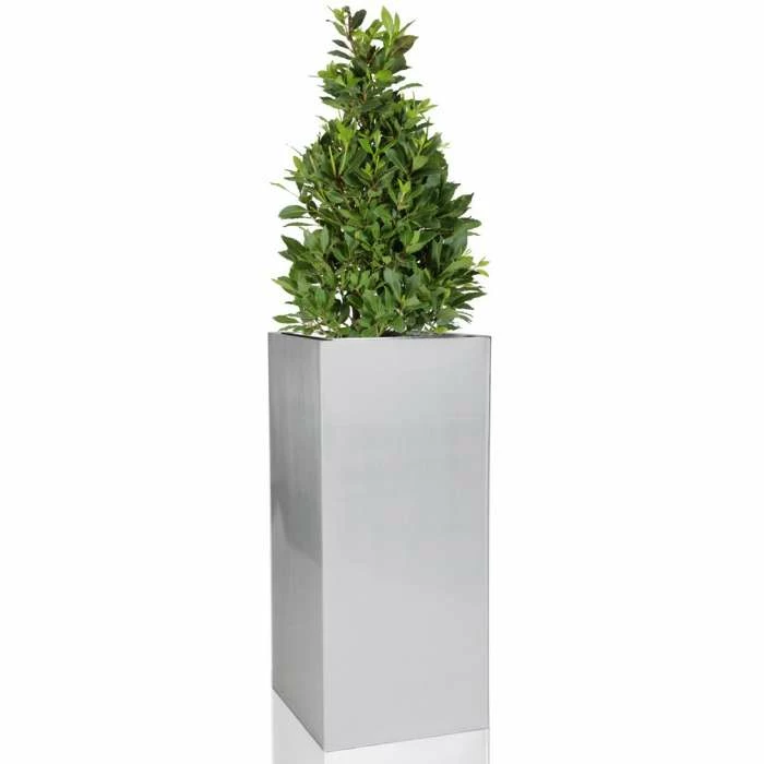 H50cm Zinc Galvanised Tall Cube Planters in Silver - By Primrose™ - Image 7