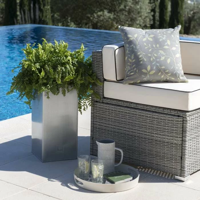 H50cm Zinc Galvanised Tall Cube Planters in Silver - By Primrose™
