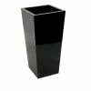 90cm x 40cm Gloss Tall Flared Square Fibreglass Planter in Black - by Primrose™