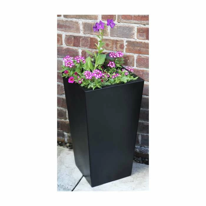 90cm x 40cm Tall Flared Square Fibreglass Planter in Matt Black - By Primrose™ - Image 4