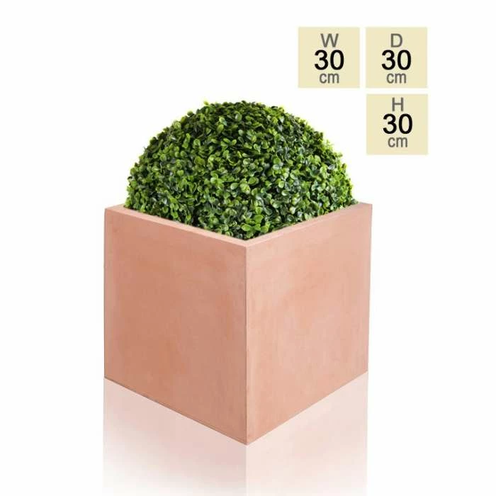 30cm Terracotta Fibrecotta Medium Cube Planter