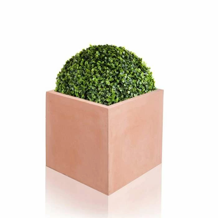 30cm Terracotta Fibrecotta Medium Cube Planter - Image 2