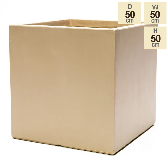 50cm Fibrecotta XL Sand Finish Cube Planter - Image 7