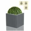 20cm Polystone Small Grey Cube Planter