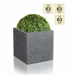 63cm Poly-Terrazzo Jumbo Black Cube Planter