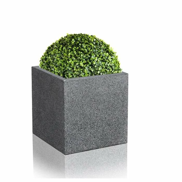 40cm Poly-Terrazzo Large Black Cube Planter - Image 2