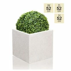 H52cm Poly-Terrazzo XL White Cube Planter