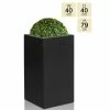 79cm Polystone Large Black Tall Cube Planter