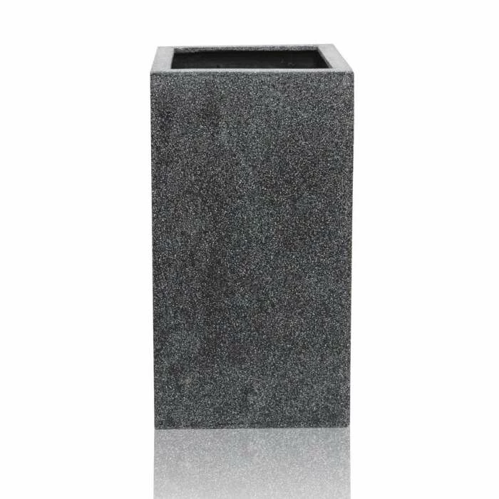 79cm Poly-Terrazzo Large Black Tall Cube Planter - Image 5