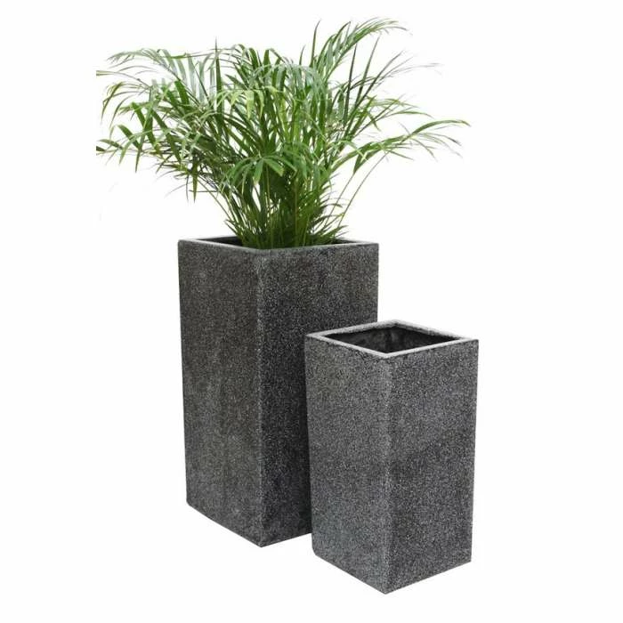 60cm Poly-Terrazzo Small Black Tall Cube Planter - Image 6