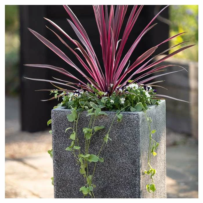 60cm Poly-Terrazzo Small Black Tall Cube Planter - Image 2