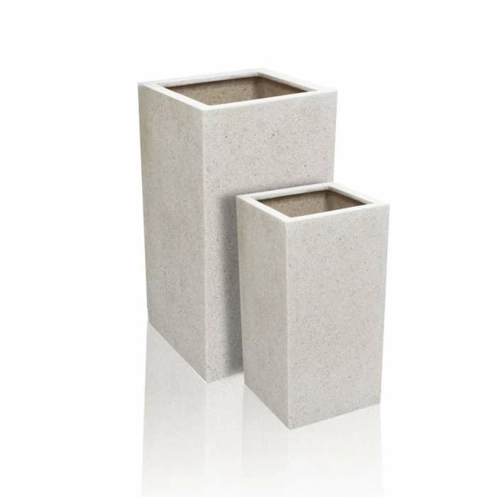 79cm Polyterrazzo Large White Tall Cube Planter - Image 5