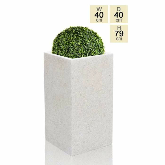 79cm Polyterrazzo Large White Tall Cube Planter