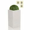 60cm Poly-Terrazzo Small White Tall Cube Planter