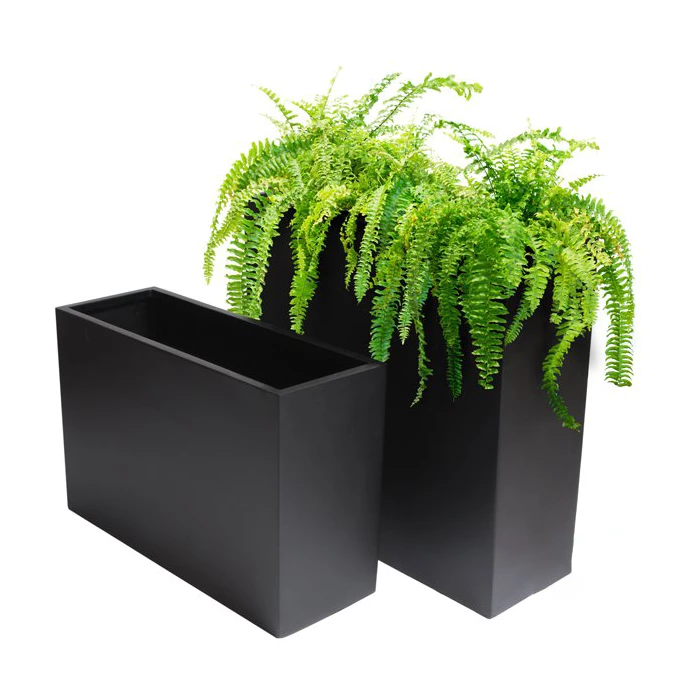 90cm Fibreglass Tall Trough Planter in Matt Black - By Primrose™ - Image 2