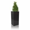 H50cm Zinc Galvanised Tall Platinum Cube Planter - By Primrose™