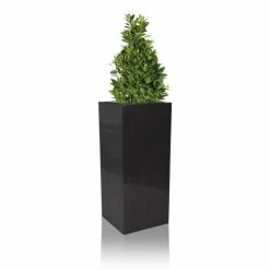 H50cm Zinc Galvanised Tall Platinum Cube Planter - By Primrose™