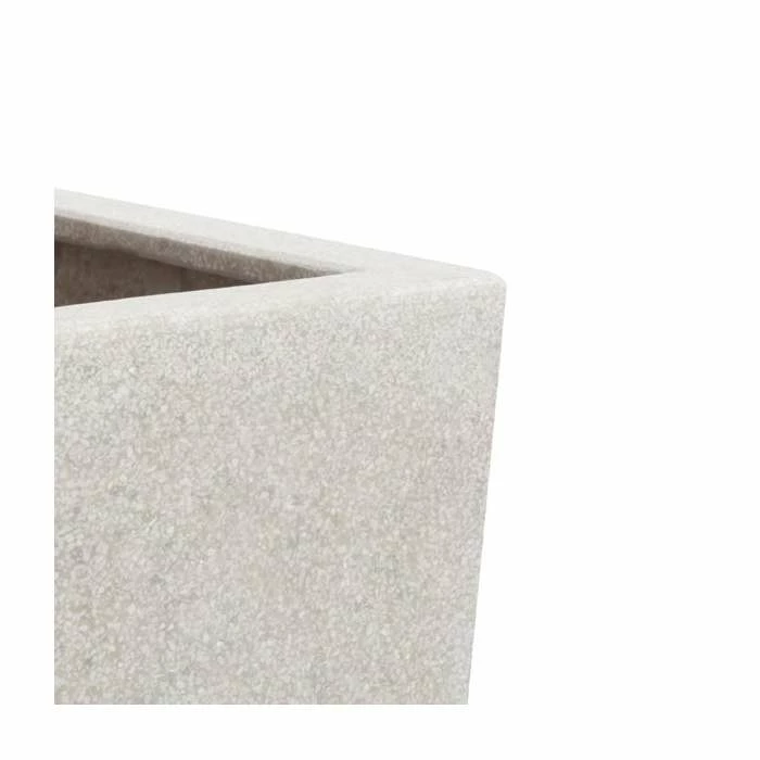 91cm Polyterrazzo White Tall Flared Square Planter - Image 3
