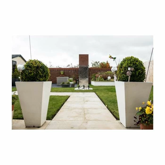 91cm Polyterrazzo White Tall Flared Square Planter - Image 5
