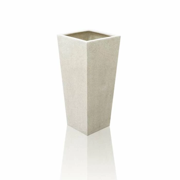 91cm Polyterrazzo White Tall Flared Square Planter - Image 2