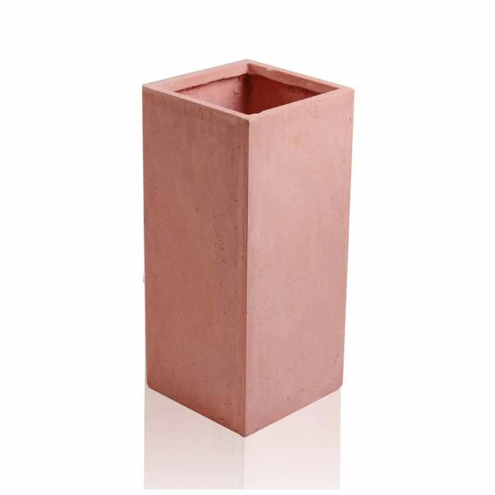 70cm Terracotta Fibrecotta Tall Cube Planter