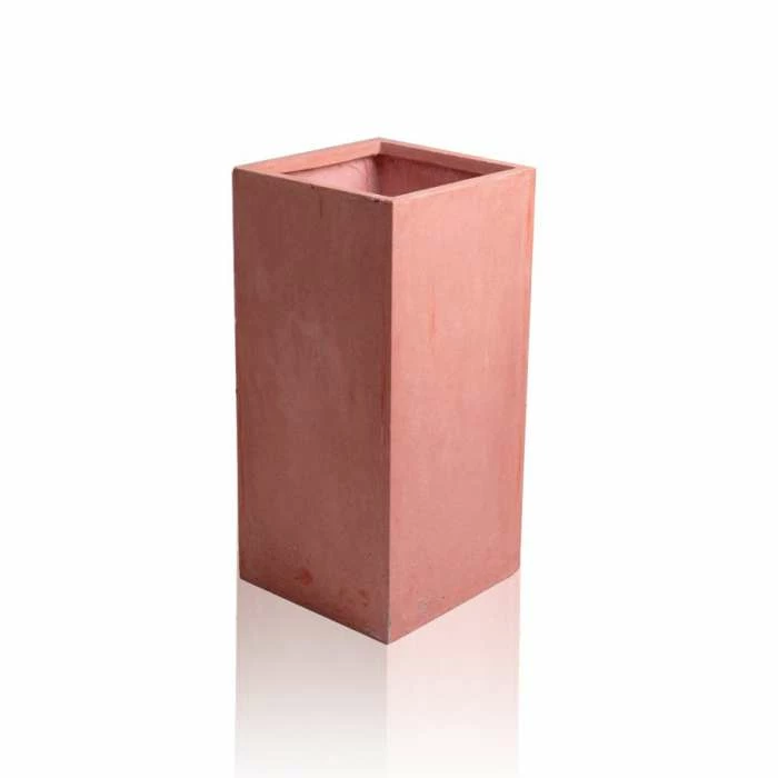 70cm Terracotta Fibrecotta Tall Cube Planter - Image 2