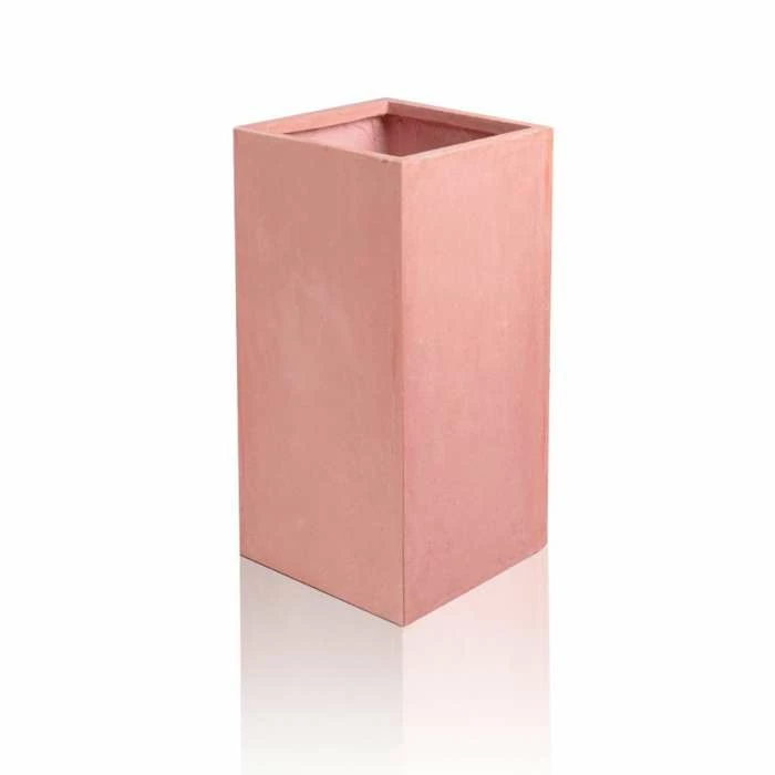 60cm Terracotta Fibrecotta Tall Cube Planter - Image 3