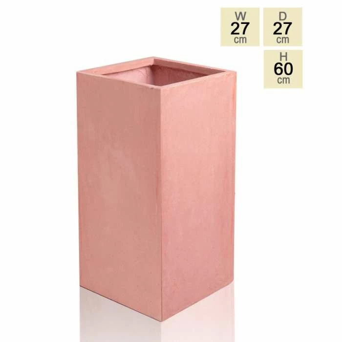 60cm Terracotta Fibrecotta Tall Cube Planter