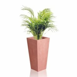 51cm Terracotta Fibrecotta Tall Flared Square Planter