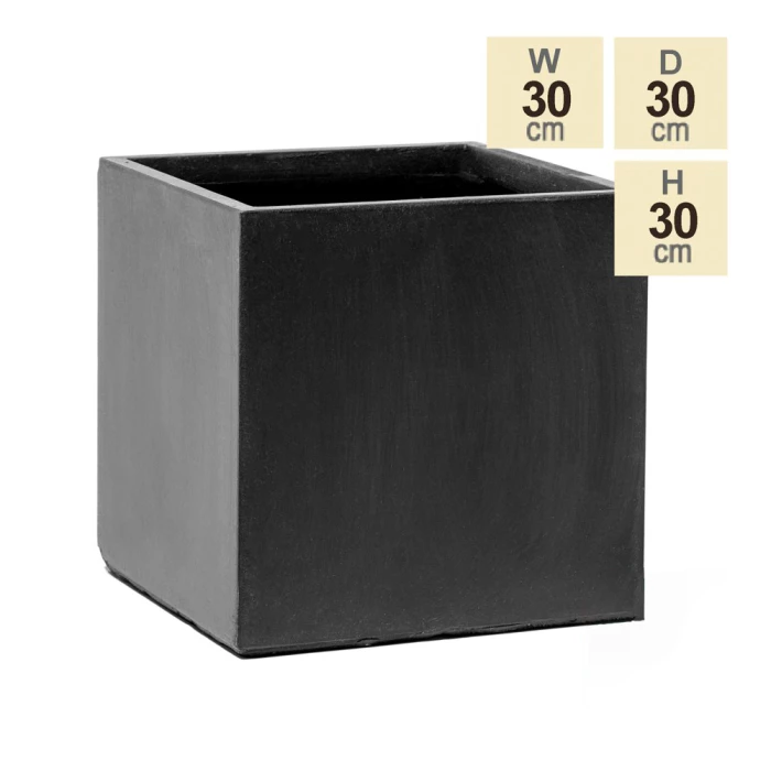 30cm Terracotta Fibrecotta Dark Grey Cube Planter - Image 5