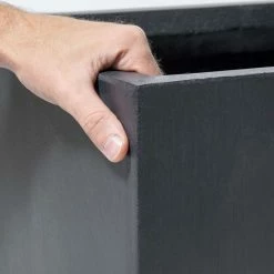 30cm Terracotta Fibrecotta Dark Grey Cube Planter