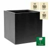 50cm Terracotta Fibrecotta Dark Grey Cube Planter