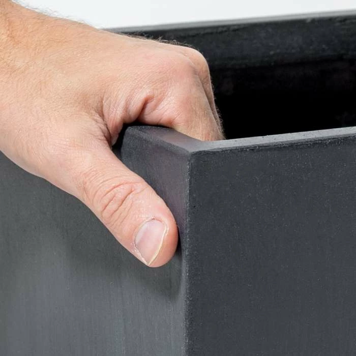 50cm Terracotta Fibrecotta Dark Grey Cube Planter - Image 2