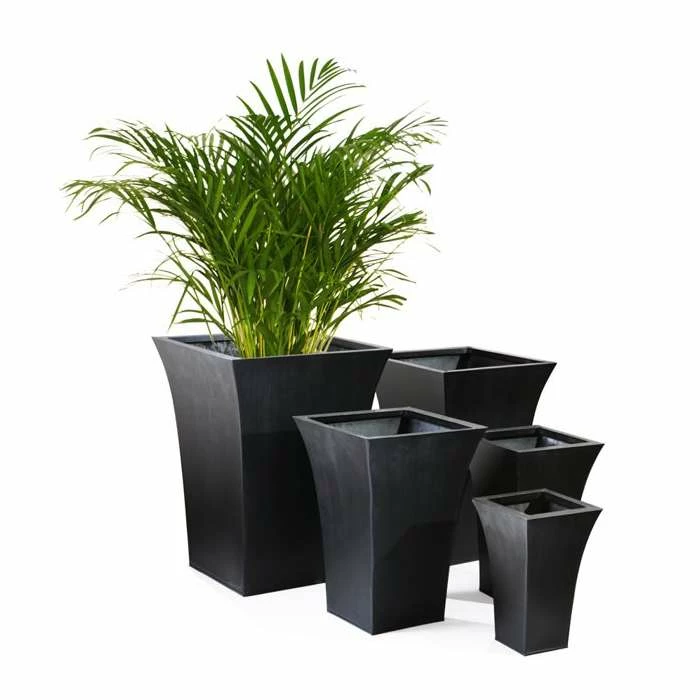 H44cm Black Square Flared Planter - By Primrose™ - Image 2