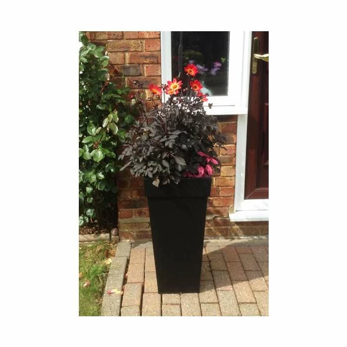 H70cm Black Zinc Tall Flared Square Planter - By Primrose™ - Image 3