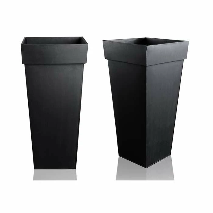 H70cm Black Zinc Tall Flared Square Planter - By Primrose™