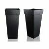 H60cm Black Zinc Tall Flared Square Planter - By Primrose™
